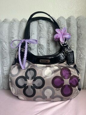 Coach Madison Op art shoulder bag in purple/gray